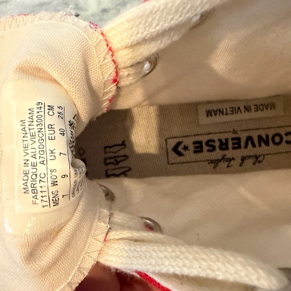 Converse Red and White High Top Canvas Sneakers - Picture 9 of 9